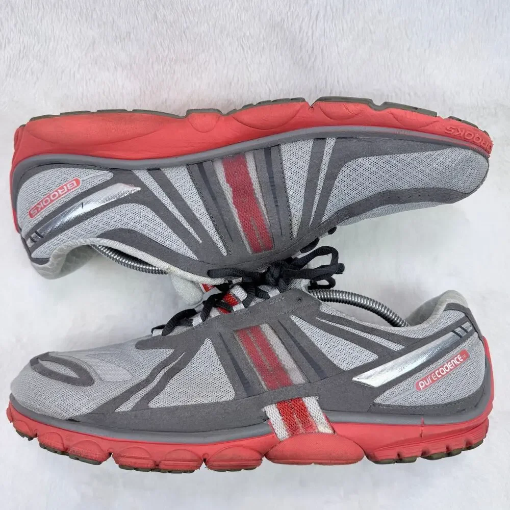 Brooks PureCadence 2 Mens Running Shoes Gray Orange Size 13 Athletic Sneaker
